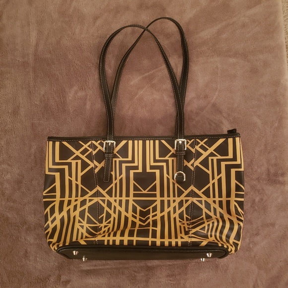 Art Deco Pattern Leather Zip Up Shoulder Purse - Picture 1 of 6